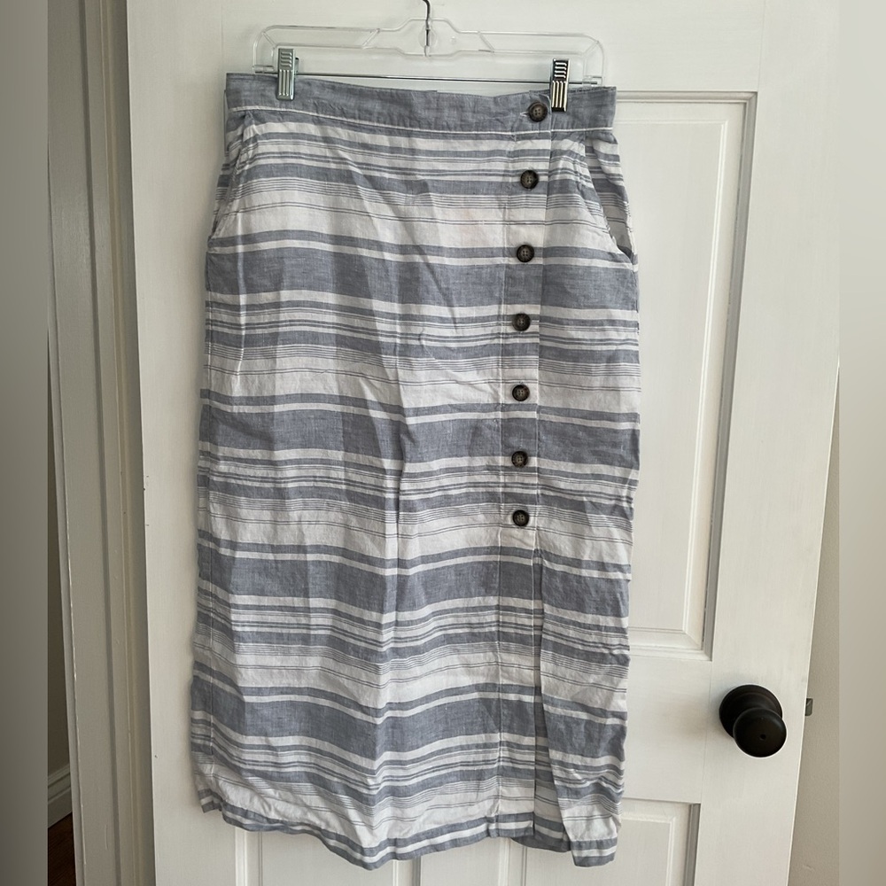 Striped Blue and White Button-Down Skirt by Cynthia Rowley size L